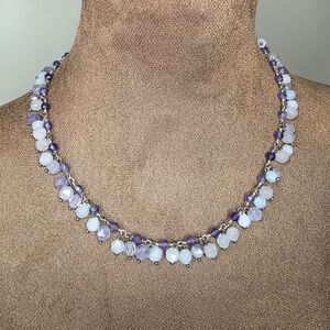 Elegant Purple and White Beaded Necklace